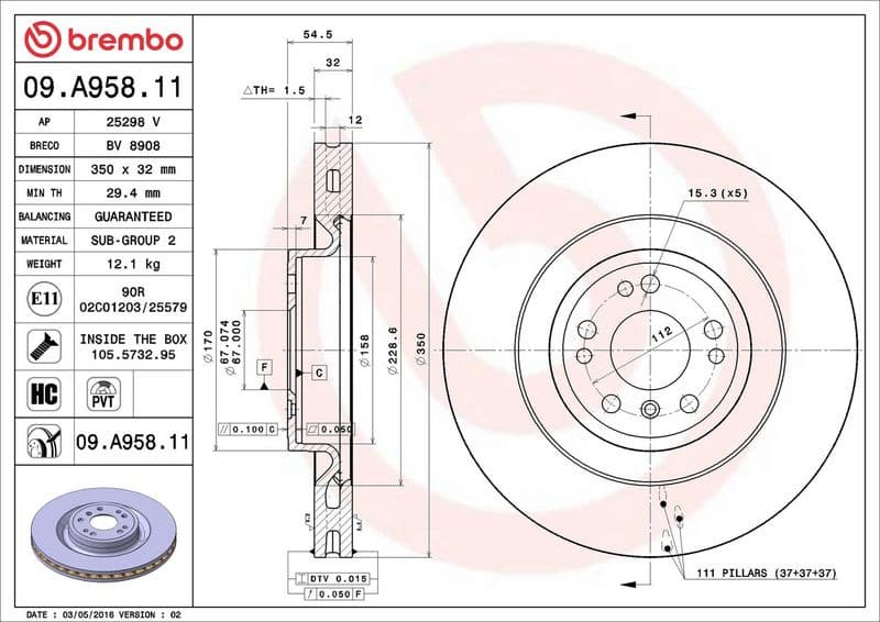 Brake Disc PRIME LINE - UV Coated 09.A958.11 - image 3