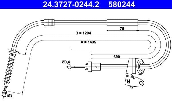 Cable Pull, parking brake 24.3727-0244.2 - image 2