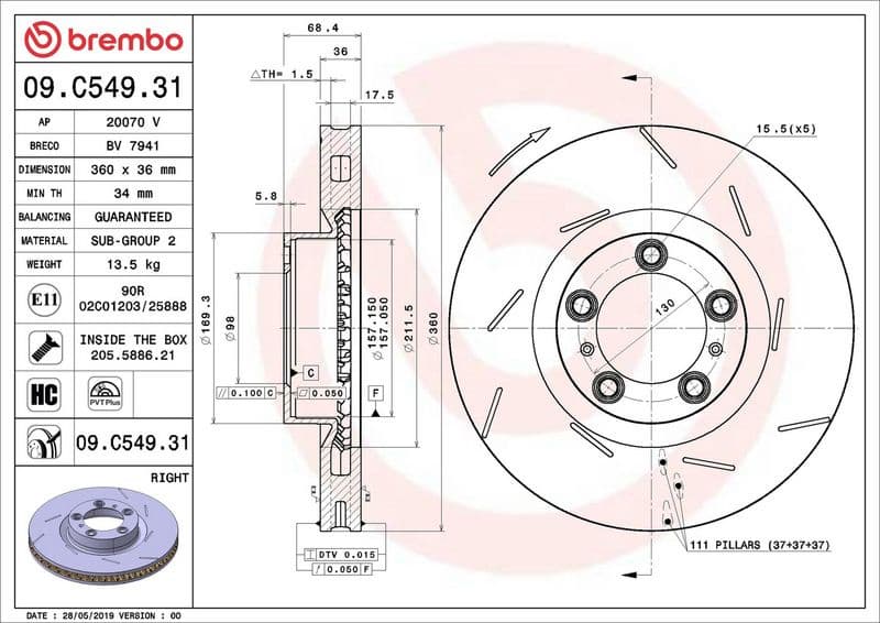 Brake Disc PRIME LINE - UV Coated 09.C549.31 - image 2