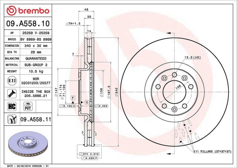 Brake Disc PRIME LINE - UV Coated 09.A558.11 - image 3