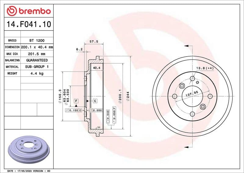 Brake Drum ESSENTIAL LINE 14.F041.10 - image 2