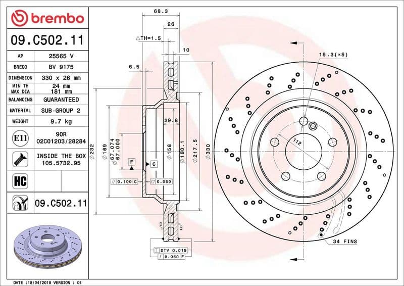 Brake Disc PRIME LINE - UV Coated 09.C502.11 - image 2