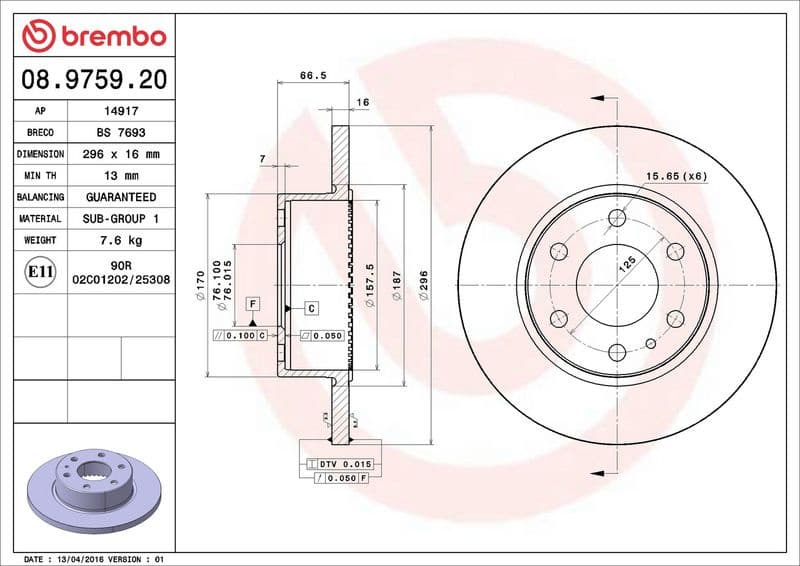 Brake discs kit rear, (2pcs), Top Quality 08.9759.20 - image 3