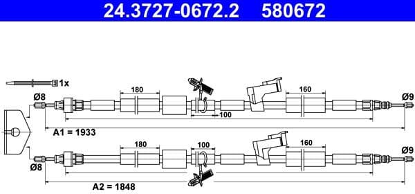 Cable Pull, parking brake 24.3727-0672.2 - image 2