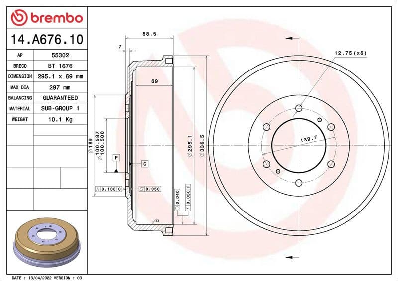 Brake Drum ESSENTIAL LINE 14.A676.10 - image 2