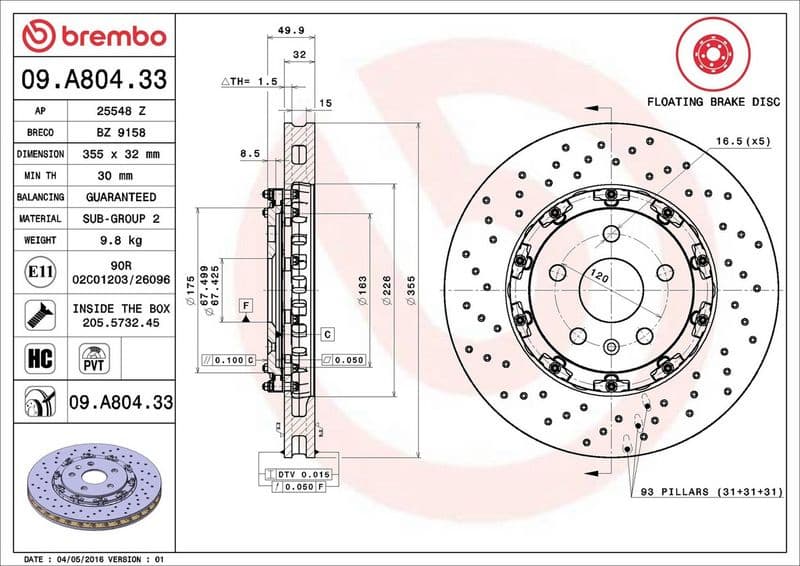 Brake Disc PRIME LINE - Floating 09.A804.33 - image 3