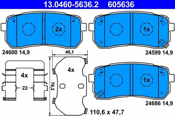 Brake Pad Set, disc brake 13.0460-5636.2 - image 2