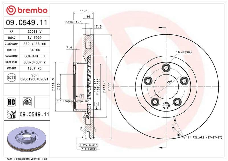 Brake Disc PRIME LINE - UV Coated 09.C549.11 - image 3