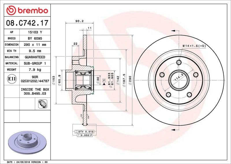 Brake Disc PRIME LINE - With Bearing Kit 08.C742.17 - image 3