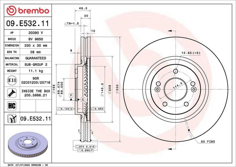 Brake Disc PRIME LINE - UV Coated 09.E532.11 - image 3