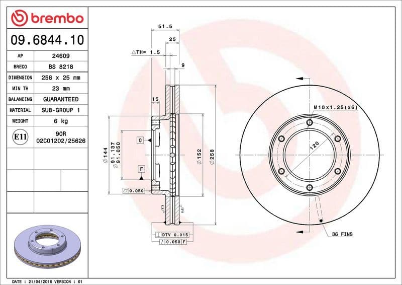 Brake Disc PRIME LINE 09.6844.10 - image 3