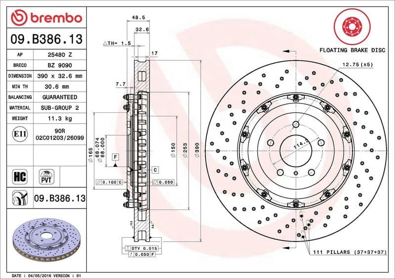 Brake Disc PRIME LINE - Floating 09.B386.13 - image 3