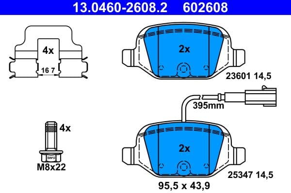 Brake Pad Set, disc brake 13.0460-2608.2 - image 2