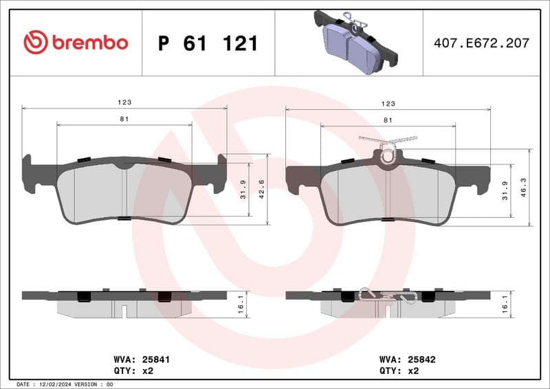Brake pads rear, Top Quality P61121 - image 3