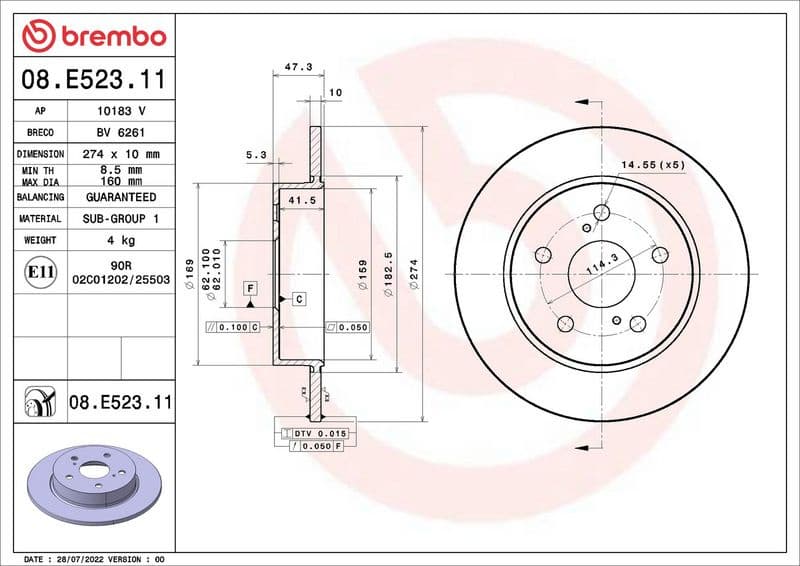 Brake Disc PRIME LINE - UV Coated 08.E523.11 - image 2