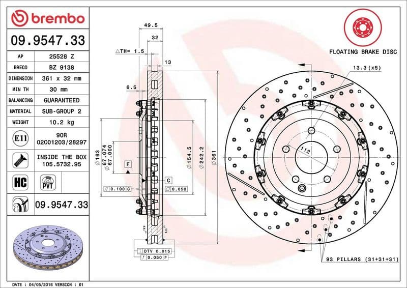 Brake Disc PRIME LINE - Floating 09.9547.33 - image 3