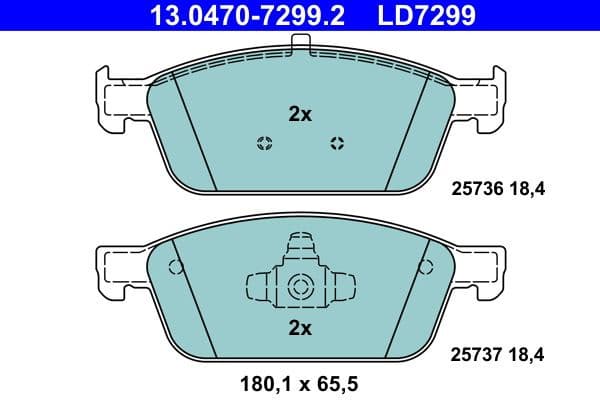 Brake Pad Set, disc brake ATE Ceramic 13.0470-7299.2 - image 2