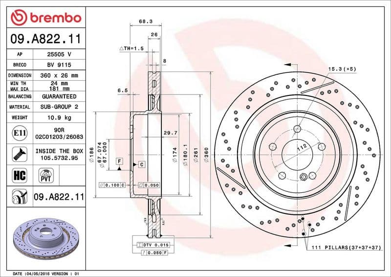 Brake Disc PRIME LINE - UV Coated 09.A822.11 - image 3