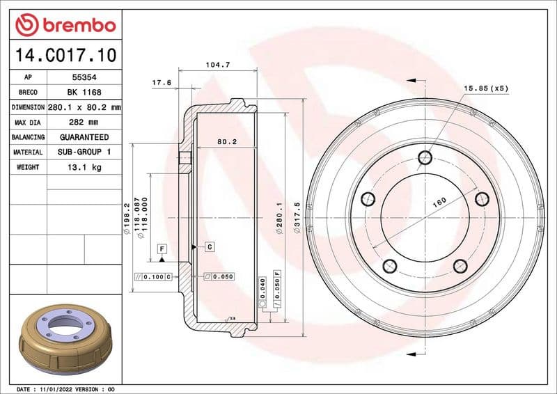 Brake Drum ESSENTIAL LINE 14.C017.10