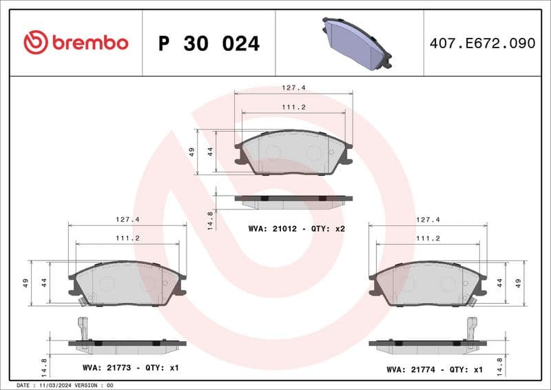 Brake Pad Set, disc brake PRIME LINE P 30 024 - image 3
