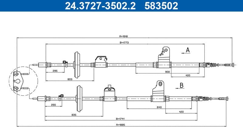 Cable Pull, parking brake 24.3727-3502.2 - image 3