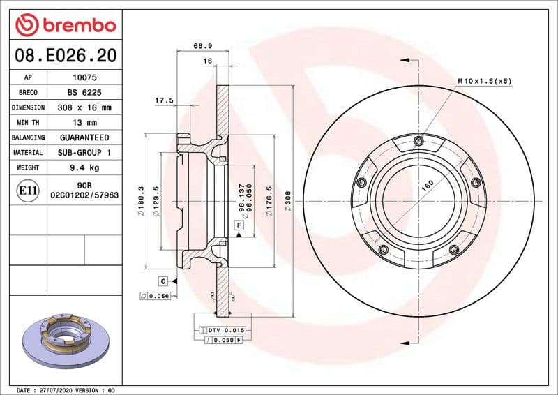 Brake Disc PRIME LINE 08.E026.20 - image 2