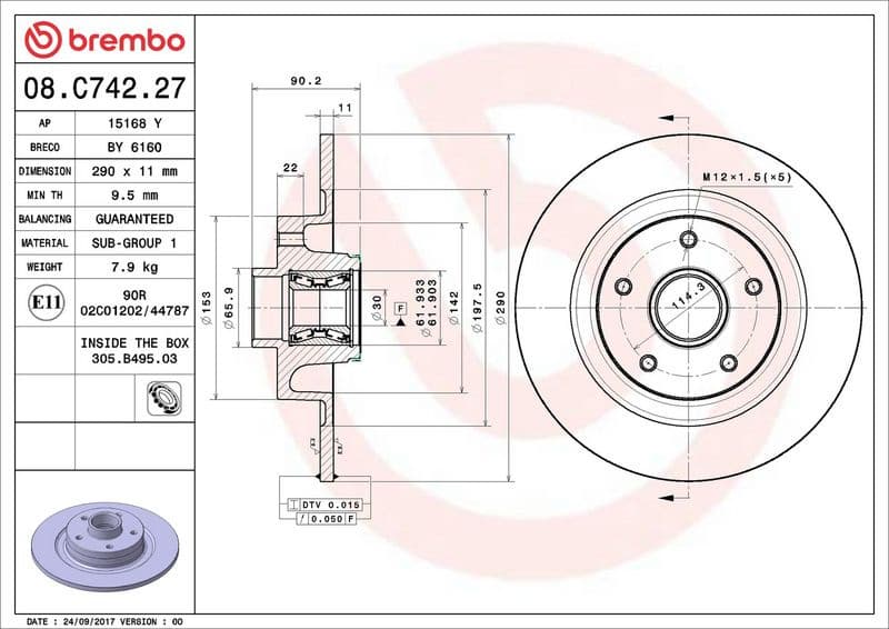 Brake Disc PRIME LINE - With Bearing Kit 08.C742.27 - image 3