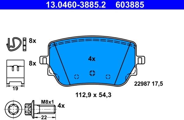 Brake Pad Set, disc brake 13.0460-3885.2 - image 2