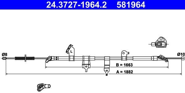 Cable Pull, parking brake 24.3727-1964.2 - image 3