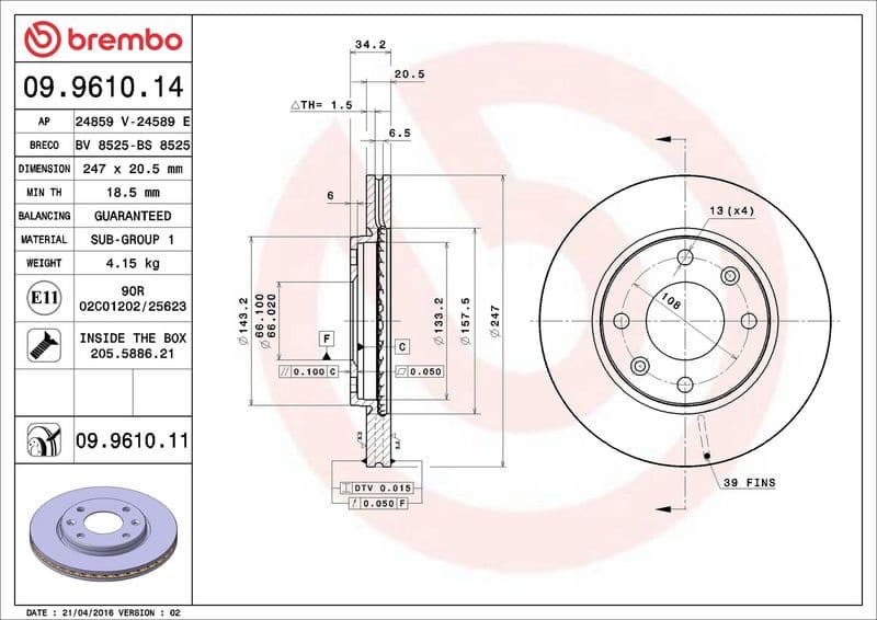 Brake Disc PRIME LINE - UV Coated 09.9610.11 - image 3