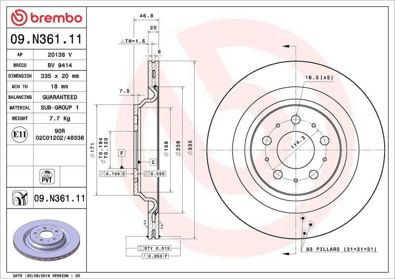 Brake Disc PRIME LINE - UV Coated 09.N361.11 - image 3