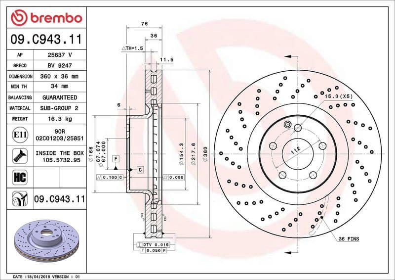 Brake Disc PRIME LINE - UV Coated 09.C943.11 - image 2