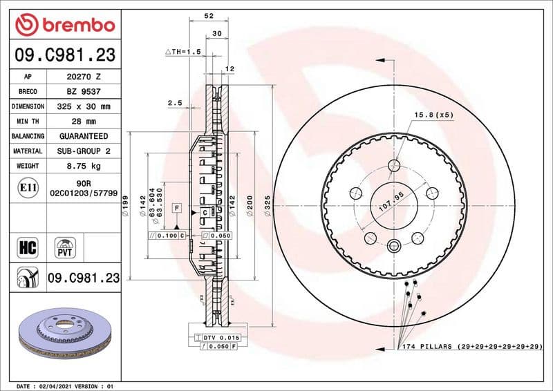 Brake Disc PRIME LINE - Lightweight 09.C981.23 - image 3