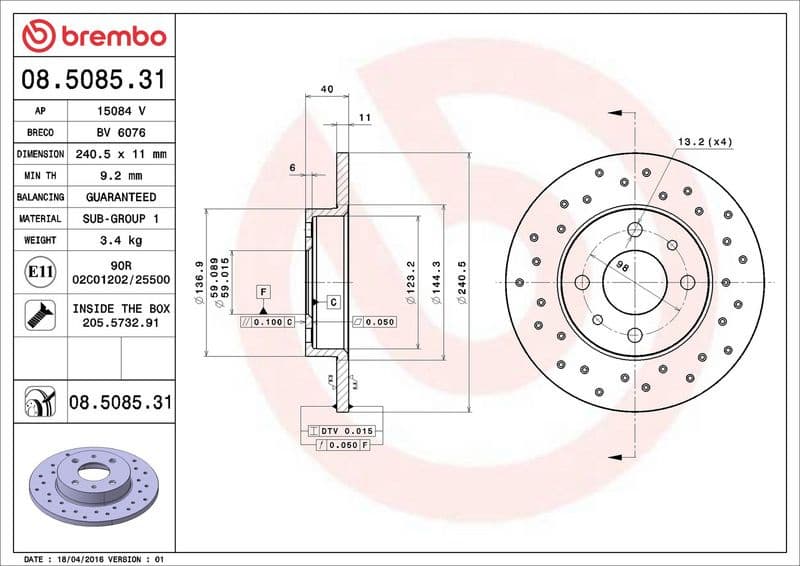 Brake Disc PRIME LINE - UV Coated 08.5085.31 - image 3