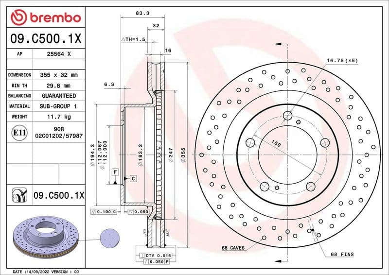 Brake Disc XTRA LINE - Xtra 09.C500.1X - image 3