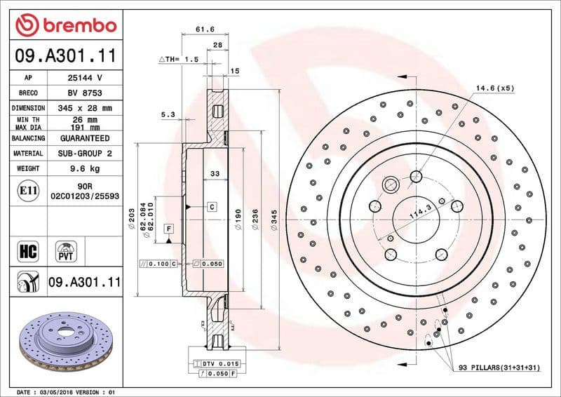 Brake Disc PRIME LINE - UV Coated 09.A301.11 - image 3