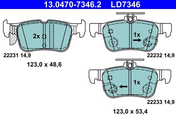 Brake Pad Set, disc brake ATE Ceramic 13.0470-7346.2 - image 2