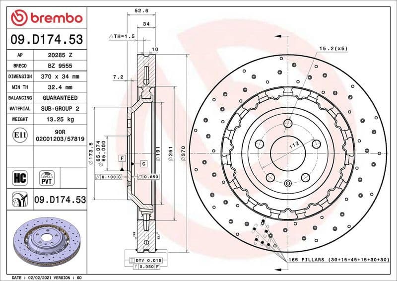 Brake Disc PRIME LINE - Dual Cast 09.D174.53 - image 3