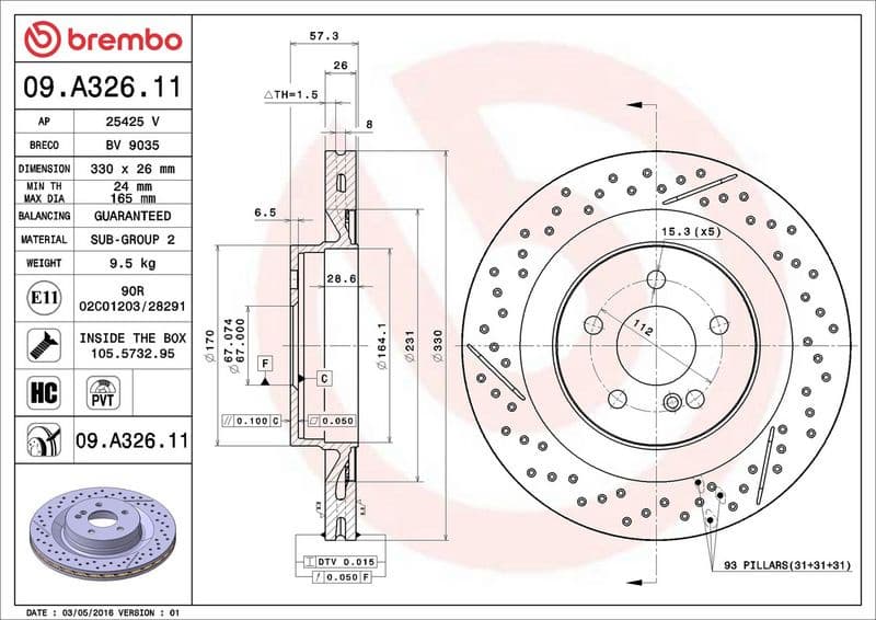 Brake Disc PRIME LINE - UV Coated 09.A326.11 - image 3