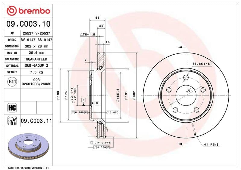 Brake Disc PRIME LINE - UV Coated 09.C003.11 - image 3