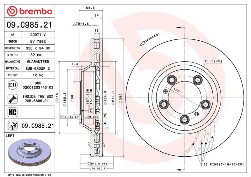 Brake Disc PRIME LINE - UV Coated 09.C985.21 - image 3