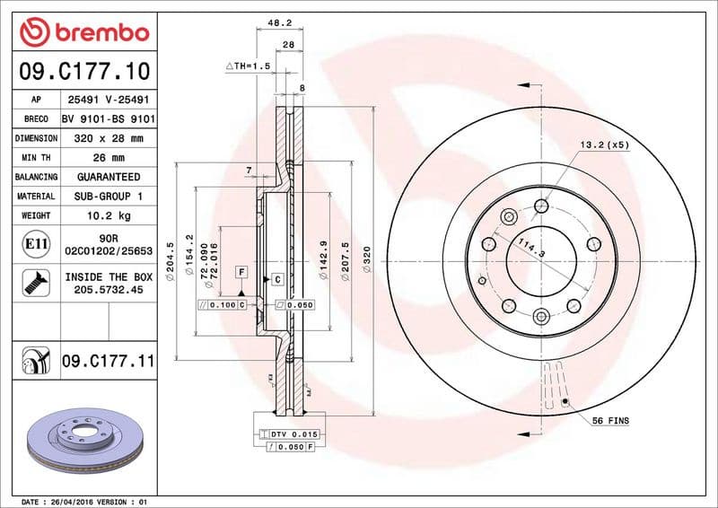 Brake Disc PRIME LINE - UV Coated 09.C177.11 - image 2