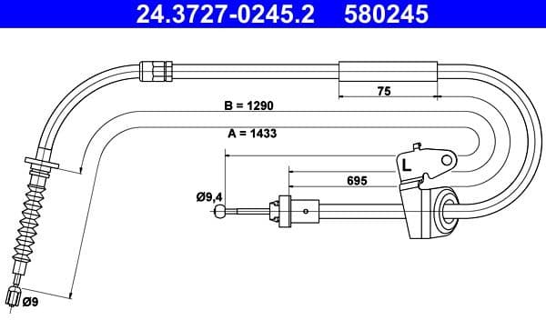Cable Pull, parking brake 24.3727-0245.2 - image 2