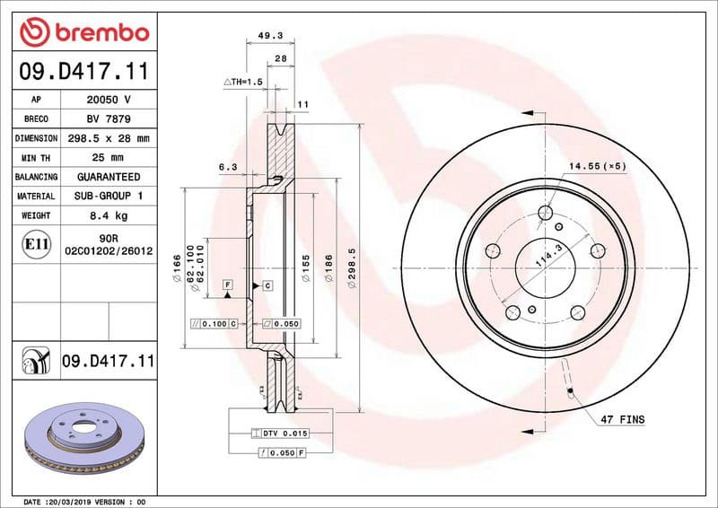 Brake discs kit front (2pcs), Top Quality 09.D417.11 - image 3