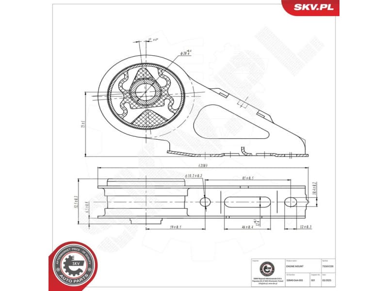 Mounting, engine 75SKV230