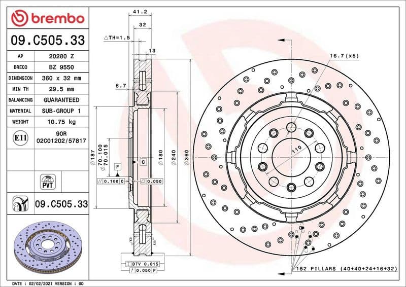Brake Disc PRIME LINE - Dual Cast 09.C505.33 - image 3
