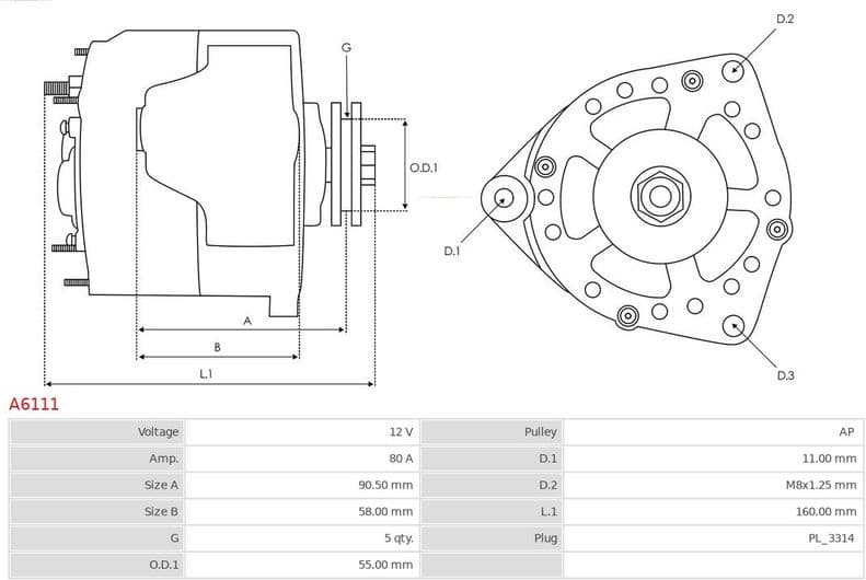 Alternator AS A6111 - image 5