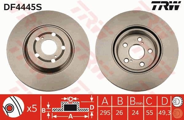 Brake Disc TRW SINGLE DF4445S