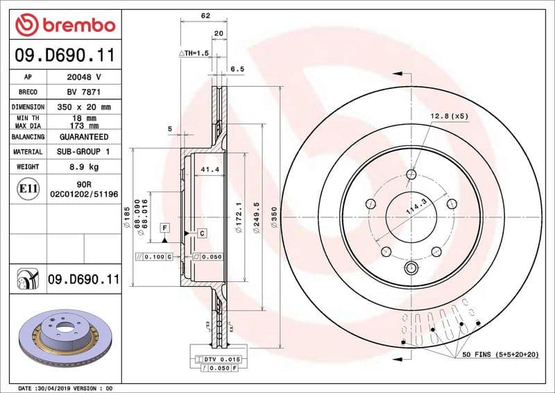 Brake Disc PRIME LINE - UV Coated 09.D690.11 - image 2