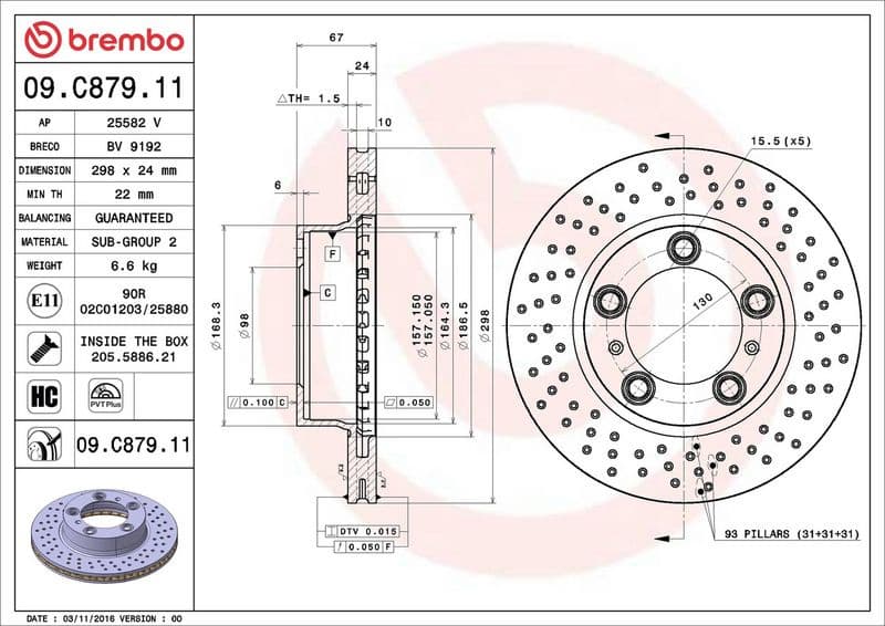 Brake Disc PRIME LINE - UV Coated 09.C879.11 - image 2